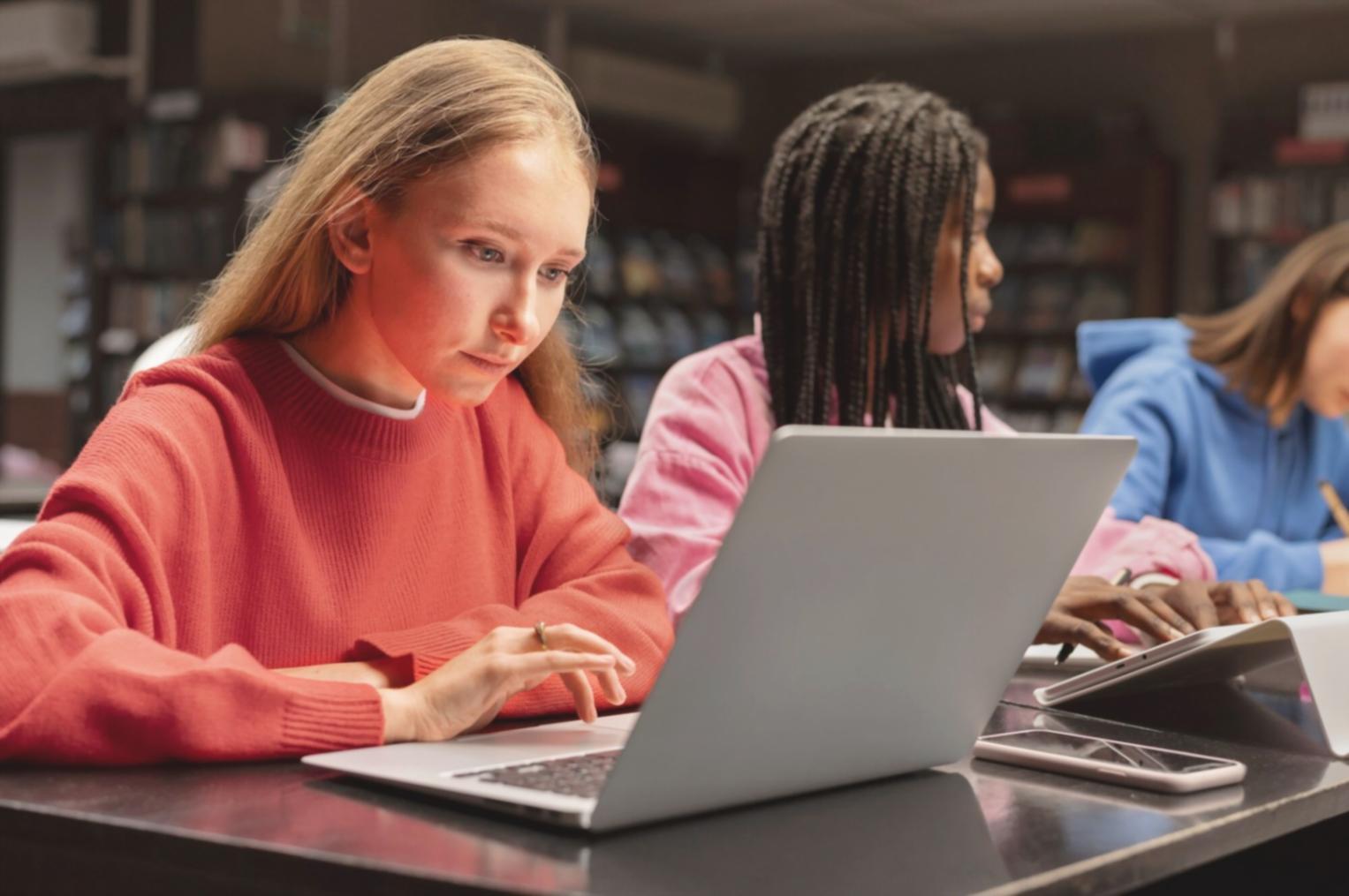Modern financial education workspace with collaborative learning environment